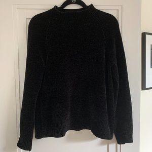 Black Chenille Mock Neck Sweater